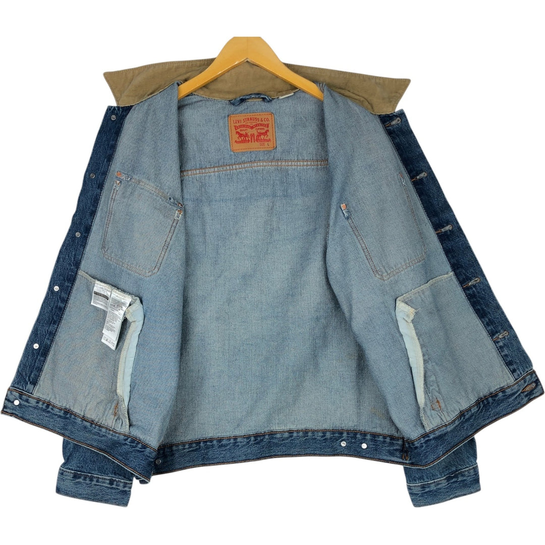 Levi's corduroy collar denim jacket (men's size L) cotton blue type Vintage Second Hand