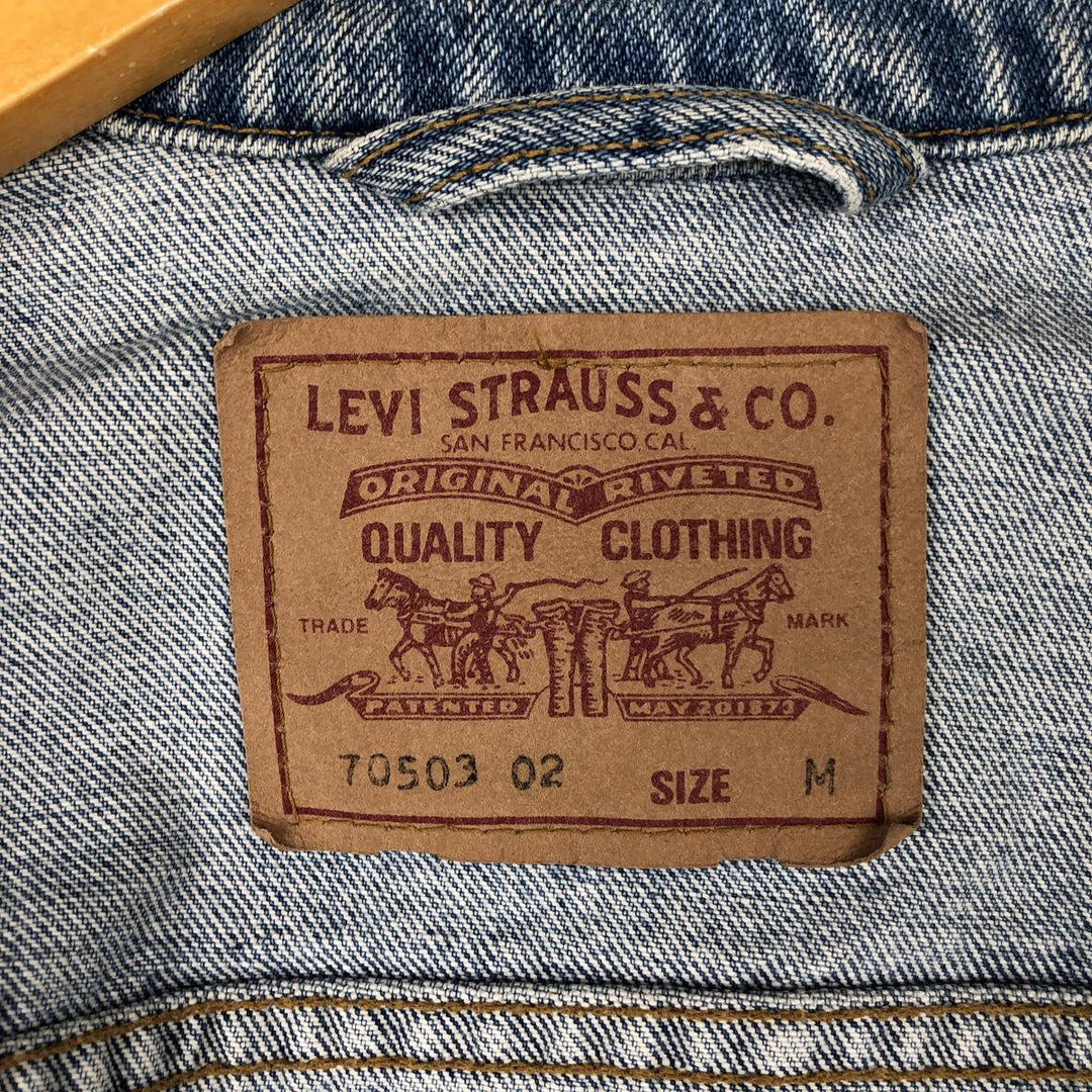 90'S Levi's 70503-0210 denim jacket, denim jacket, men's size M, vintage cotton Blue type light blue Vintage Second Hand