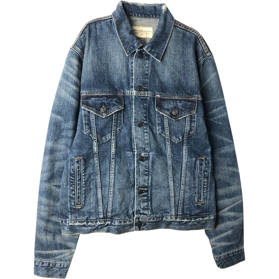 Ralph Lauren DENIM and SUPPLY denim jacket with American flag pattern, men's size L (approx.) cotton blue type Vintage Second Hand