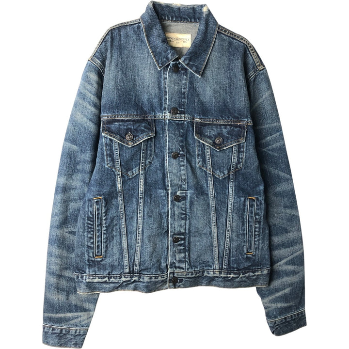Ralph Lauren DENIM and SUPPLY denim jacket with American flag pattern, men's size L (approx.) cotton blue type Vintage Second Hand