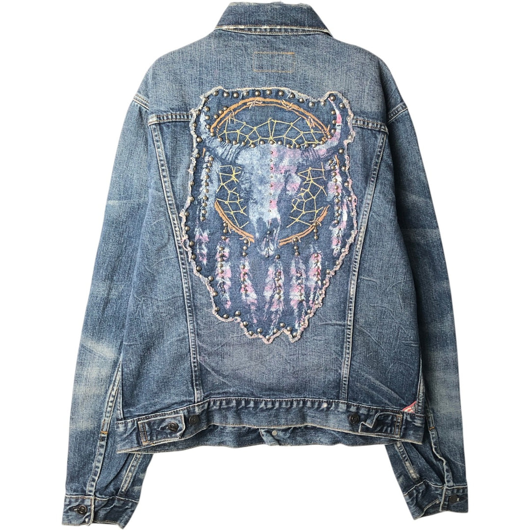 Ralph Lauren DENIM and SUPPLY denim jacket with American flag pattern, men's size L (approx.) cotton blue type Vintage Second Hand