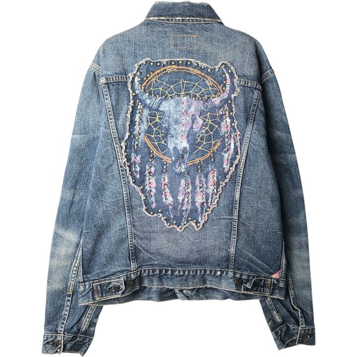 Ralph Lauren DENIM and SUPPLY denim jacket with American flag pattern, men's size L (approx.) cotton blue type Vintage Second Hand