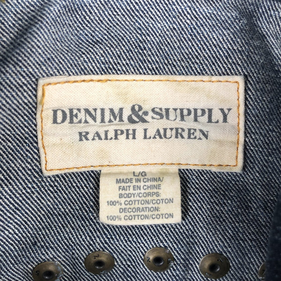 Ralph Lauren DENIM and SUPPLY denim jacket with American flag pattern, men's size L (approx.) cotton blue type Vintage Second Hand