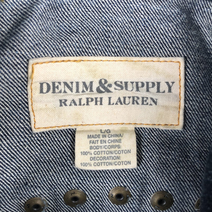 Ralph Lauren DENIM and SUPPLY denim jacket with American flag pattern, men's size L (approx.) cotton blue type Vintage Second Hand