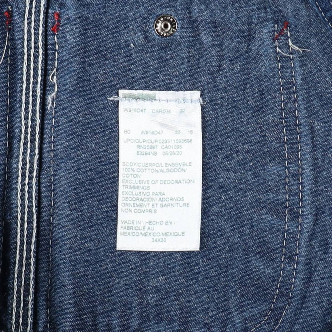 Dickies wide-leg denim overalls, men's size W38 (approx.) cotton blue type Vintage Second Hand