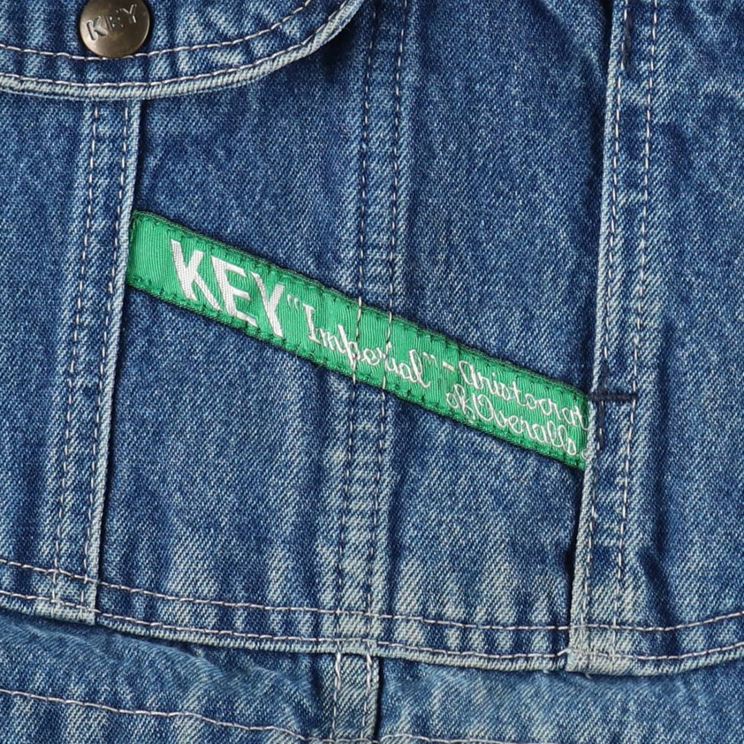 90'S Key denim overalls, men's size W37 (approx.), vintage. cotton blue type Vintage Second Hand
