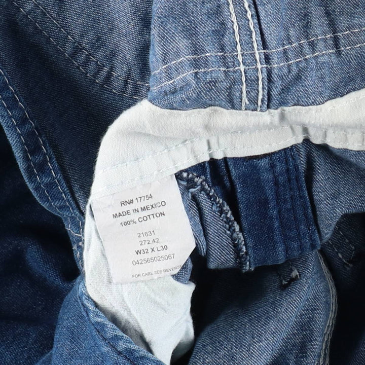90'S Key denim overalls, men's size W32 (approx.) cotton blue type Vintage Second Hand