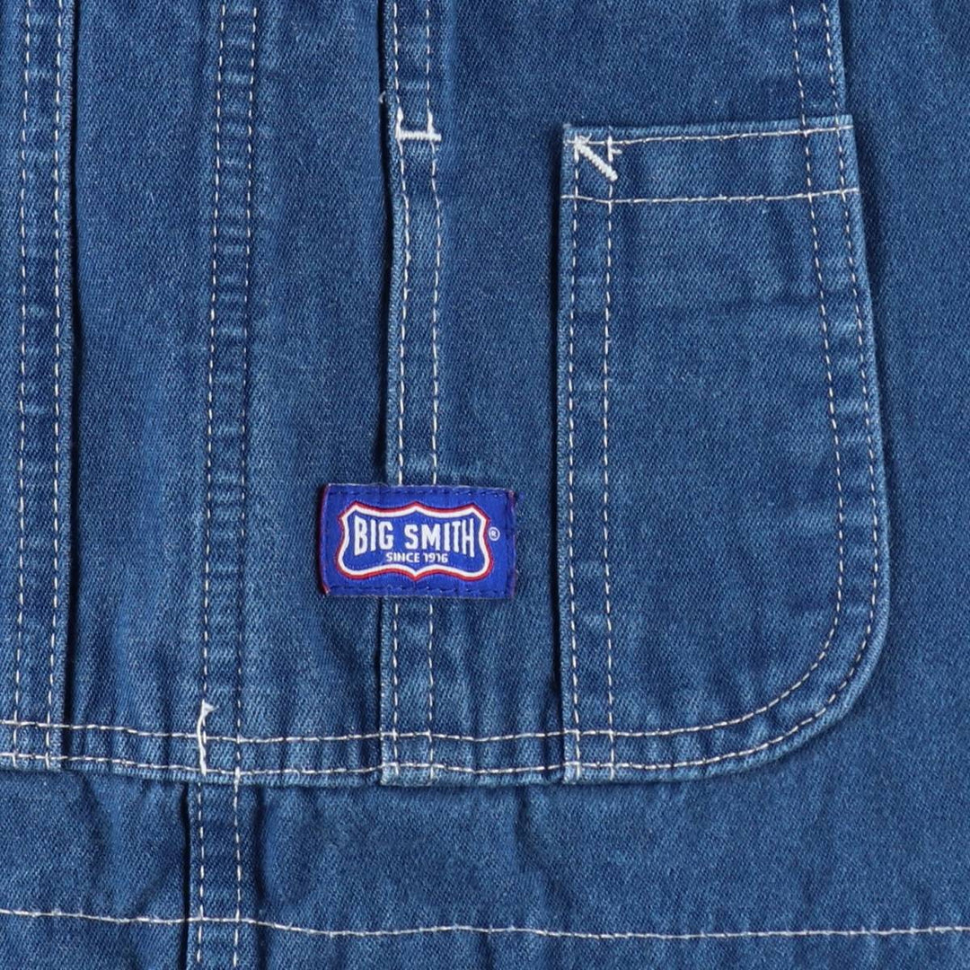 Big Smith denim overalls, men's size W37 (approx.) cotton blue type Vintage Second Hand
