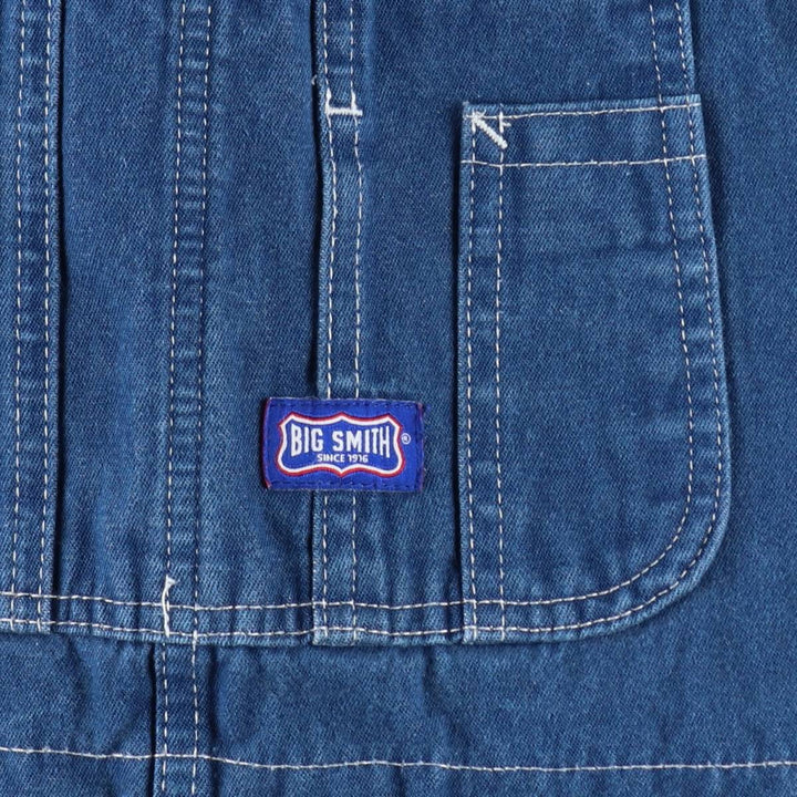Big Smith denim overalls, men's size W37 (approx.) cotton blue type Vintage Second Hand
