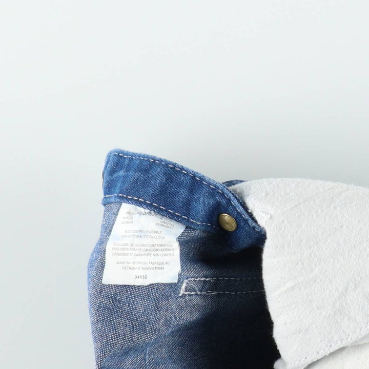 Big Smith denim overalls, men's size W37 (approx.) cotton blue type Vintage Second Hand