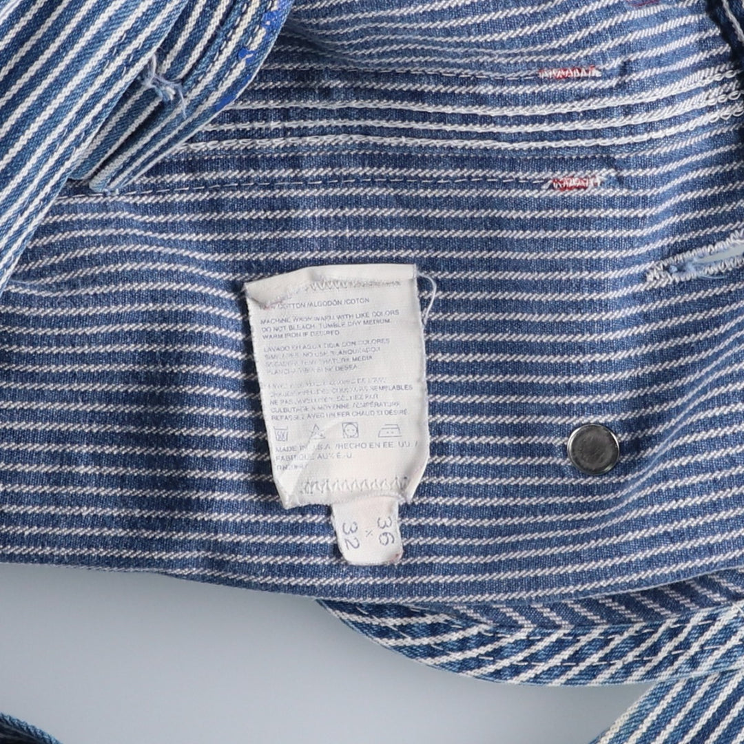 Dickies hickory stripe overalls, made in the USA, men's size W36 (approx.). cotton blue type Vintage Second Hand