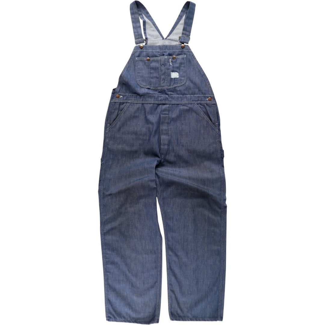 1970'S Sears Bat-Dyed Denim Overalls, Men's Size W39 (approx.), Vintage polyester navy blue type Vintage Second Hand