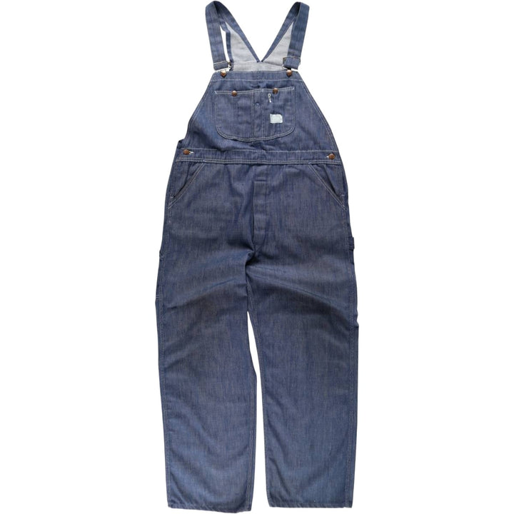 1970'S Sears Bat-Dyed Denim Overalls, Men's Size W39 (approx.), Vintage polyester navy blue type Vintage Second Hand