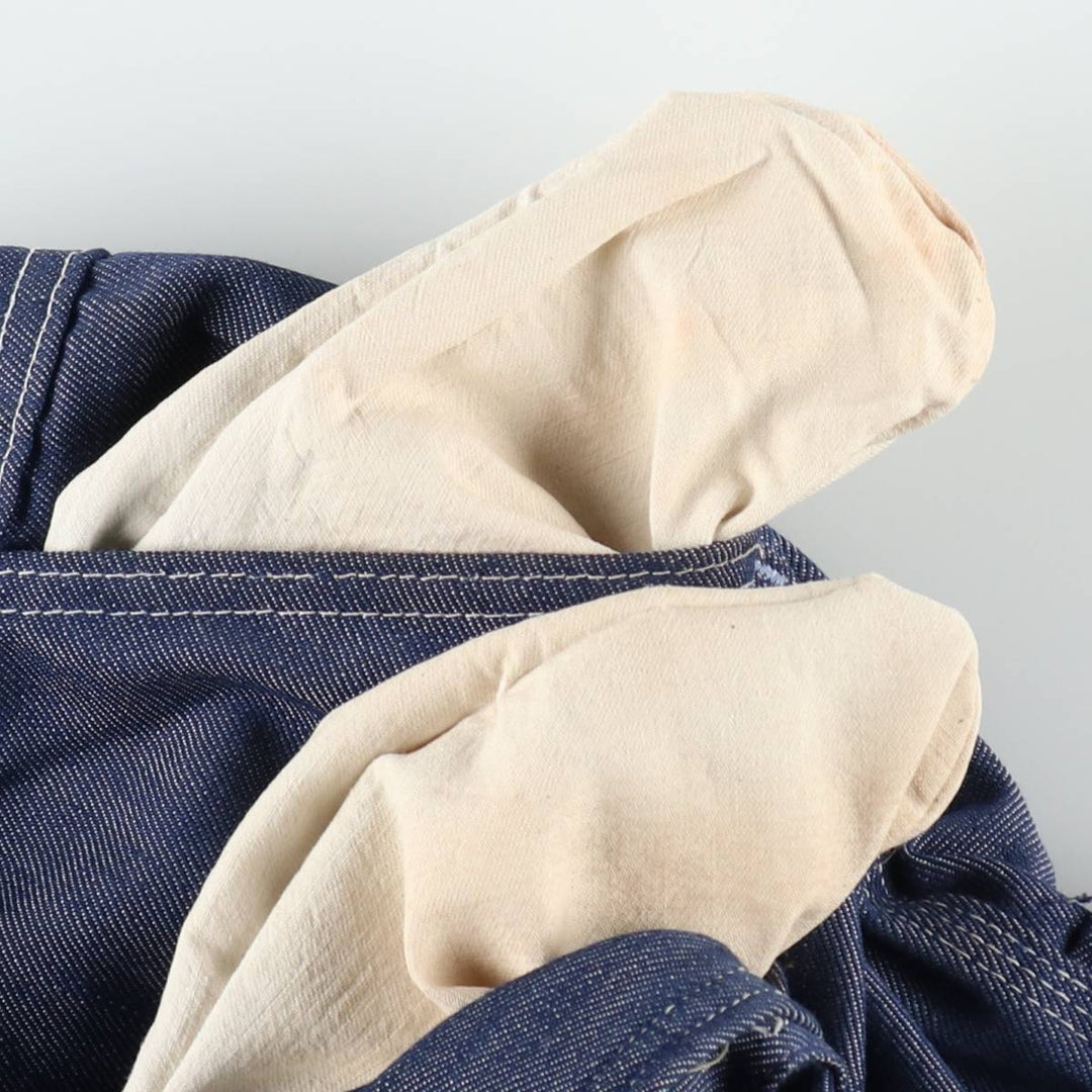 1970'S Sears Bat-Dyed Denim Overalls, Men's Size W39 (approx.), Vintage polyester navy blue type Vintage Second Hand