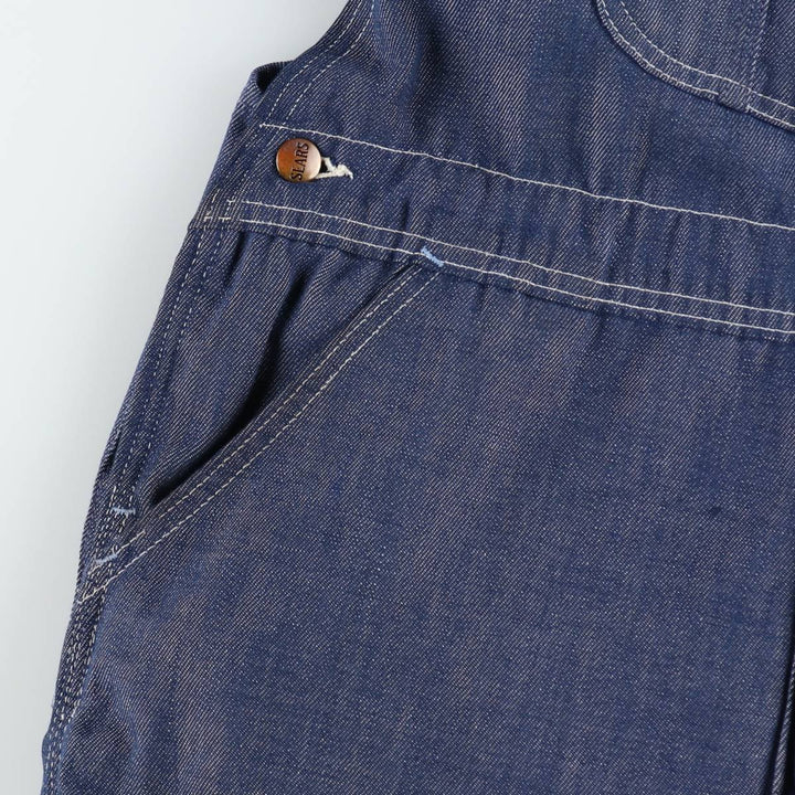 1970'S Sears Bat-Dyed Denim Overalls, Men's Size W39 (approx.), Vintage polyester navy blue type Vintage Second Hand