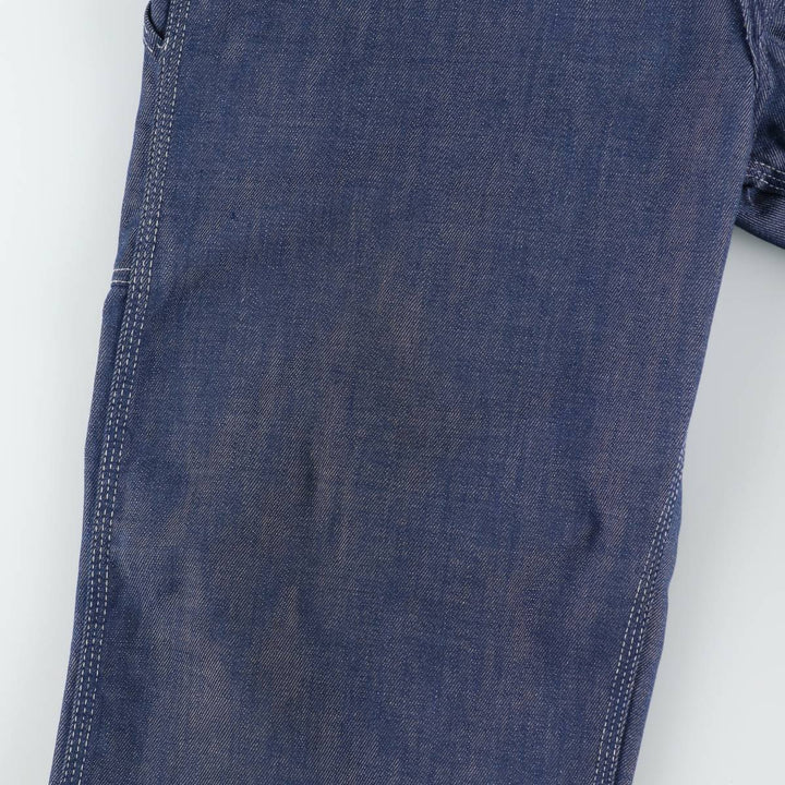 1970'S Sears Bat-Dyed Denim Overalls, Men's Size W39 (approx.), Vintage polyester navy blue type Vintage Second Hand