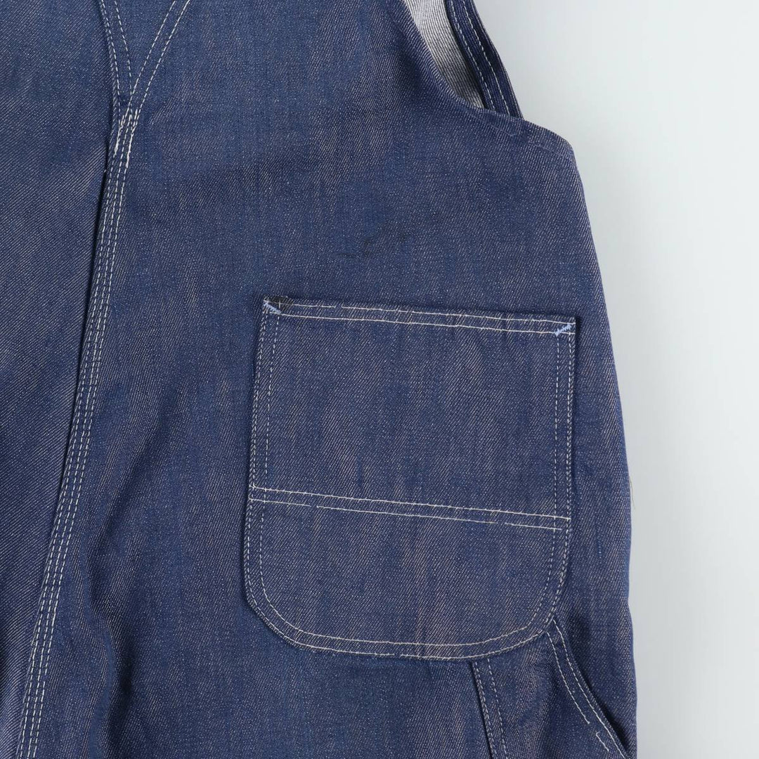 1970'S Sears Bat-Dyed Denim Overalls, Men's Size W39 (approx.), Vintage polyester navy blue type Vintage Second Hand