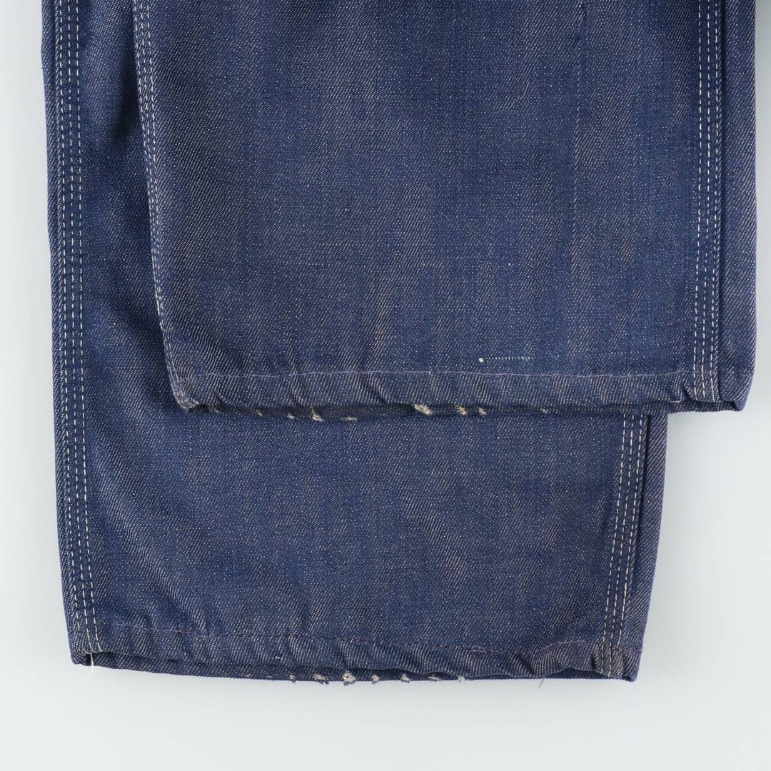 1970'S Sears Bat-Dyed Denim Overalls, Men's Size W39 (approx.), Vintage polyester navy blue type Vintage Second Hand