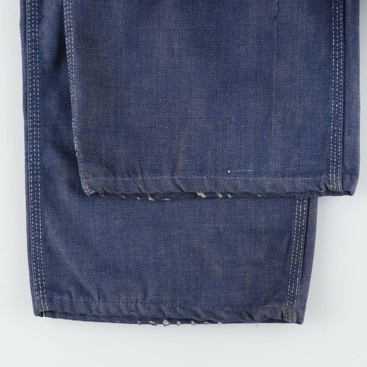1970'S Sears Bat-Dyed Denim Overalls, Men's Size W39 (approx.), Vintage polyester navy blue type Vintage Second Hand