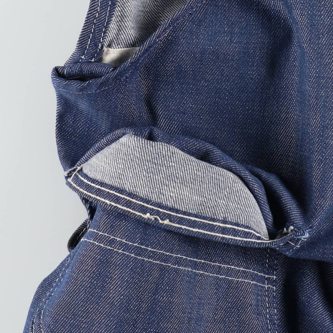 1970'S Sears Bat-Dyed Denim Overalls, Men's Size W39 (approx.), Vintage polyester navy blue type Vintage Second Hand