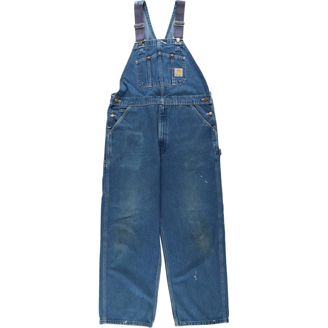 Carhartt denim overalls for men, equivalent to W38 cotton blue type Vintage Second Hand