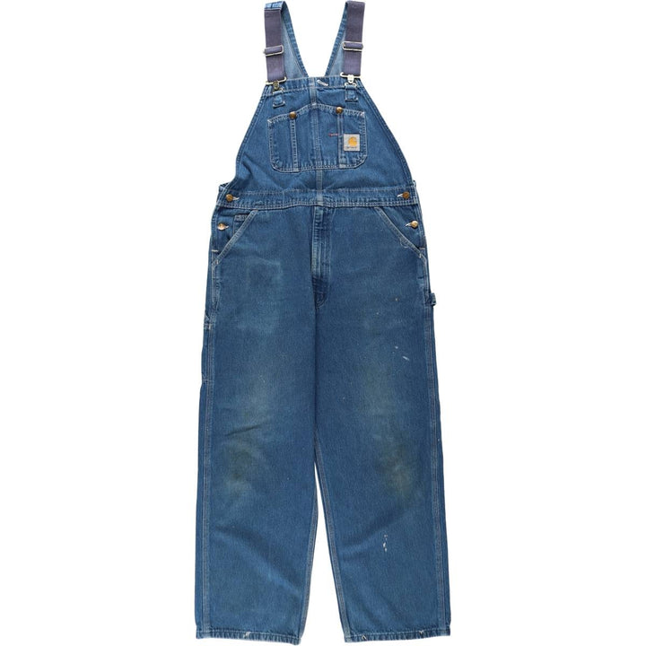 Carhartt denim overalls for men, equivalent to W38 cotton blue type Vintage Second Hand