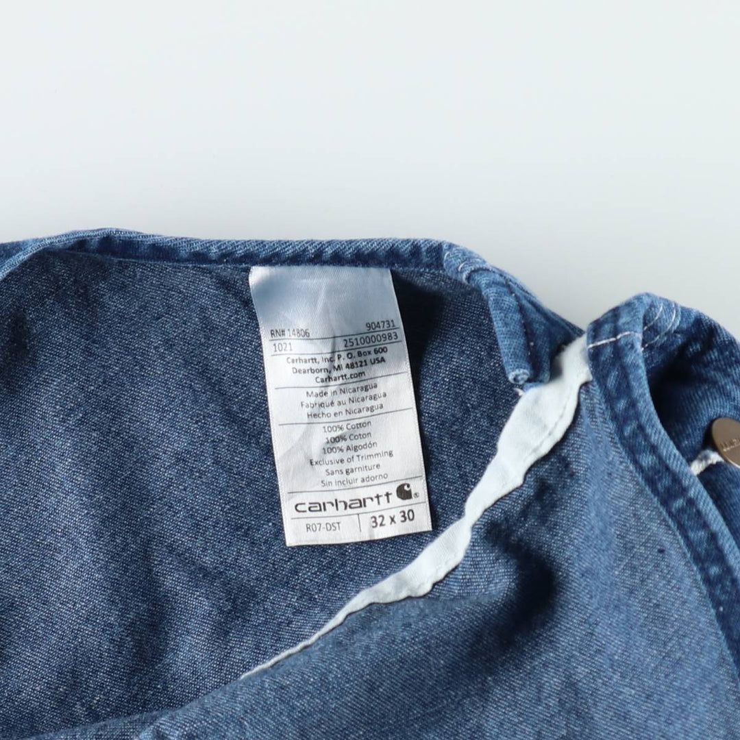 Carhartt Men's Denim Overalls (W30 equivalent) cotton navy blue type Vintage Second Hand