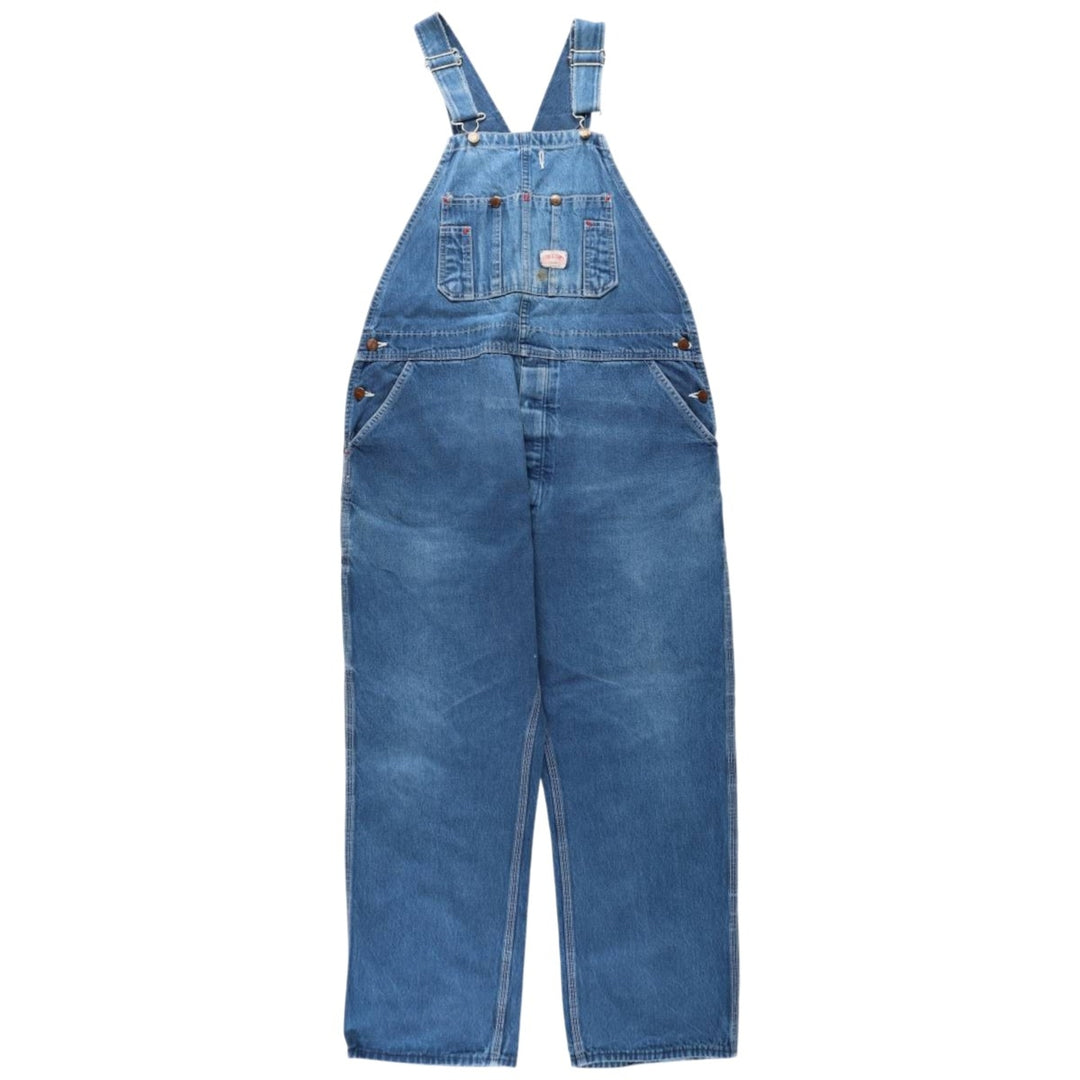 Big size 80'S Round House denim overalls, men's size W40 equivalent, vintage. unclear blue type Vintage Second Hand