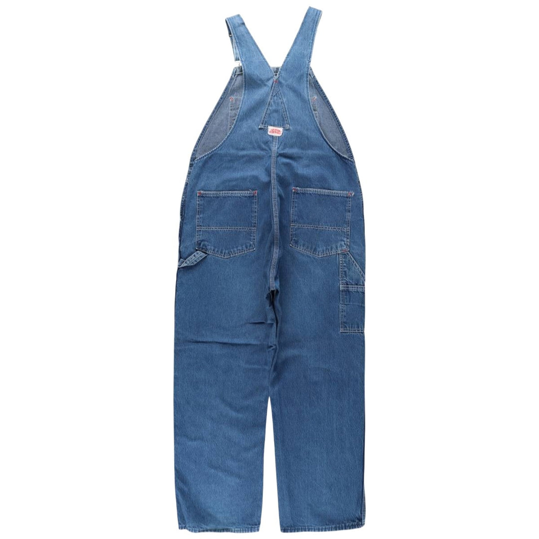 Big size 80'S Round House denim overalls, men's size W40 equivalent, vintage. unclear blue type Vintage Second Hand