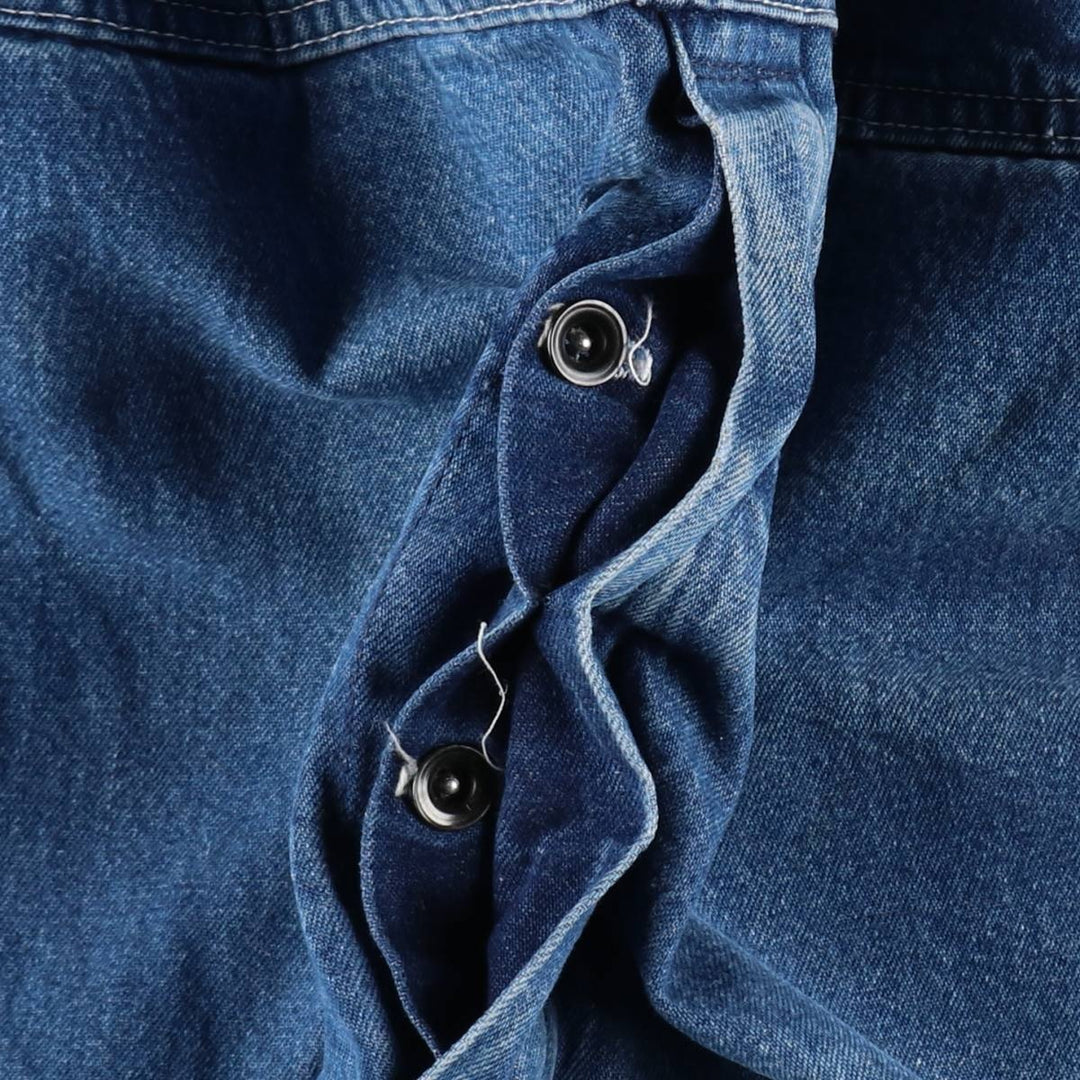 Big size 80'S Round House denim overalls, men's size W40 equivalent, vintage. unclear blue type Vintage Second Hand