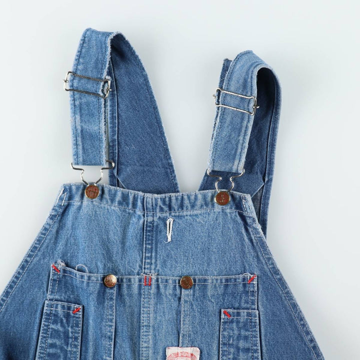 Big size 80'S Round House denim overalls, men's size W40 equivalent, vintage. unclear blue type Vintage Second Hand