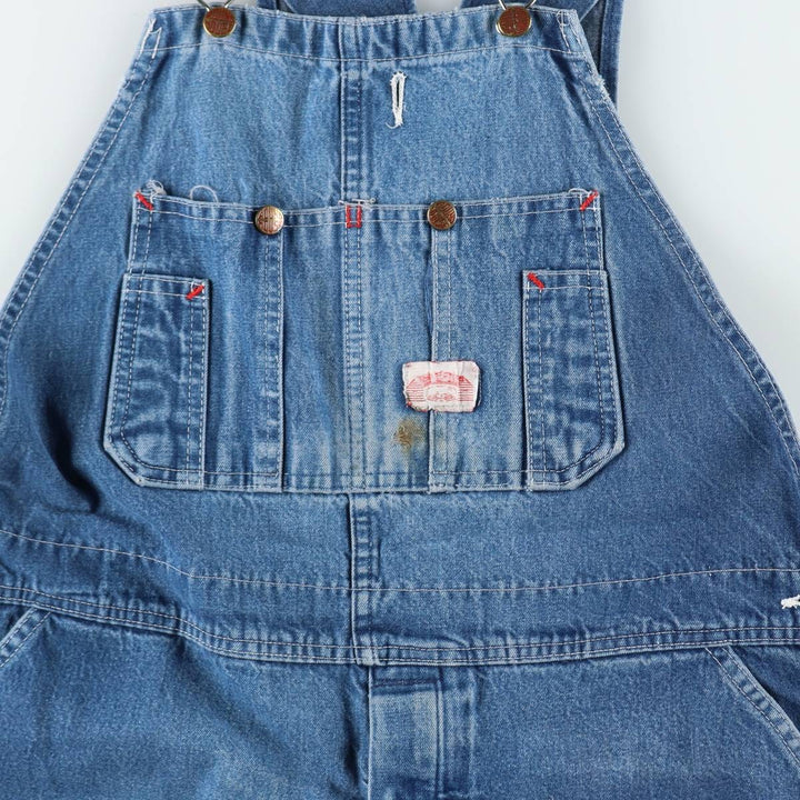 Big size 80'S Round House denim overalls, men's size W40 equivalent, vintage. unclear blue type Vintage Second Hand