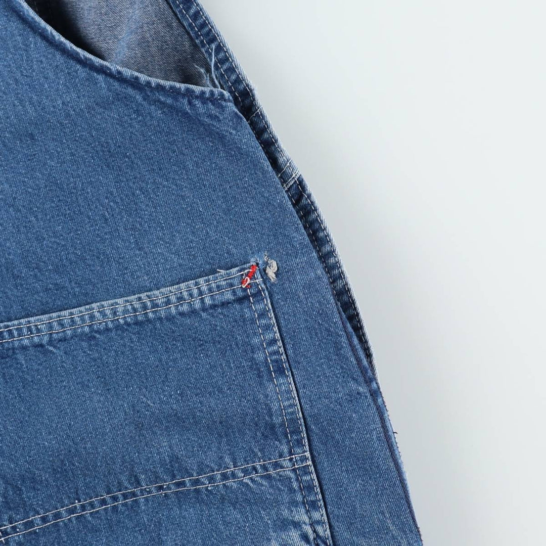 Big size 80'S Round House denim overalls, men's size W40 equivalent, vintage. unclear blue type Vintage Second Hand