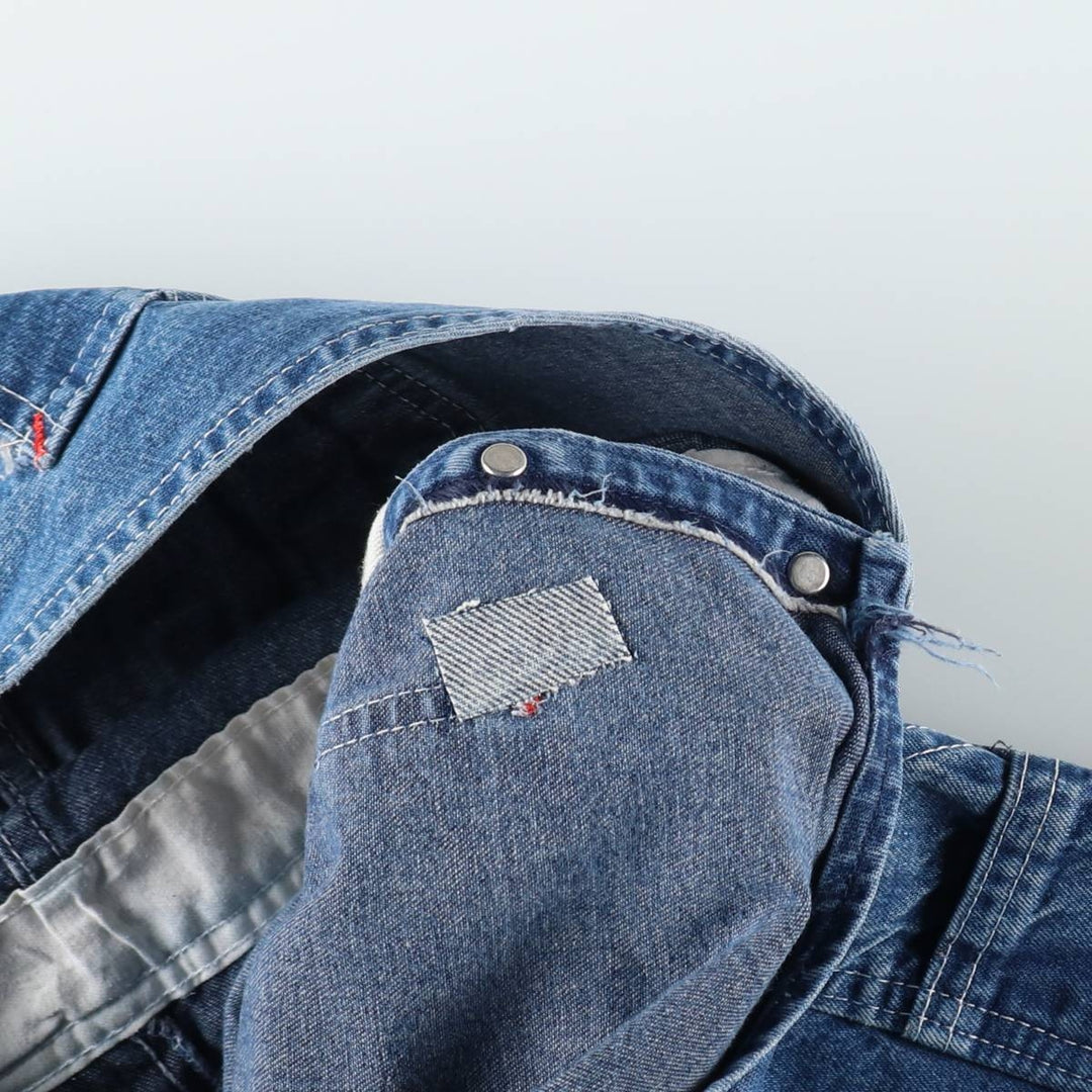 Big size 80'S Round House denim overalls, men's size W40 equivalent, vintage. unclear blue type Vintage Second Hand