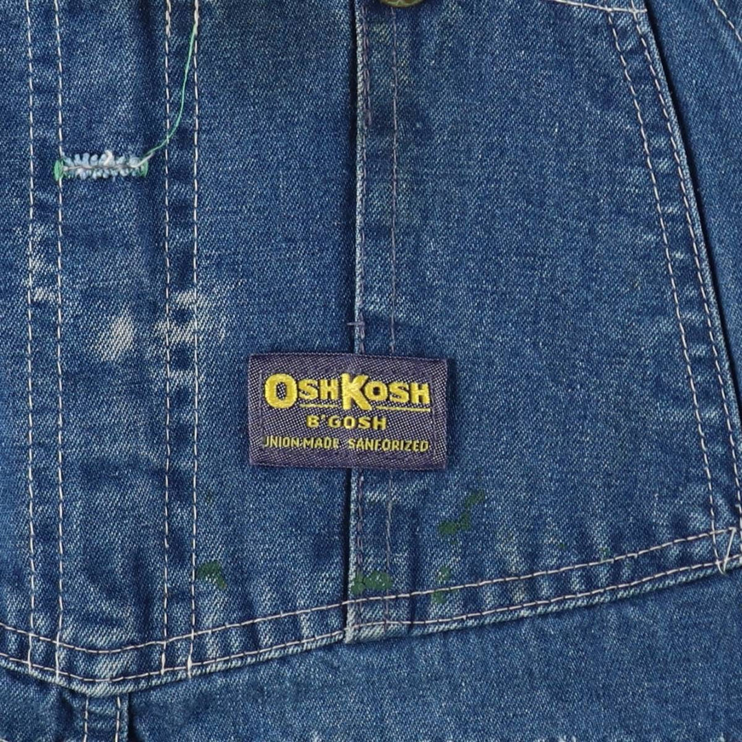 60s-70'S Osh Kosh denim overalls, men's size W36 (approx.) unclear blue type Vintage Second Hand