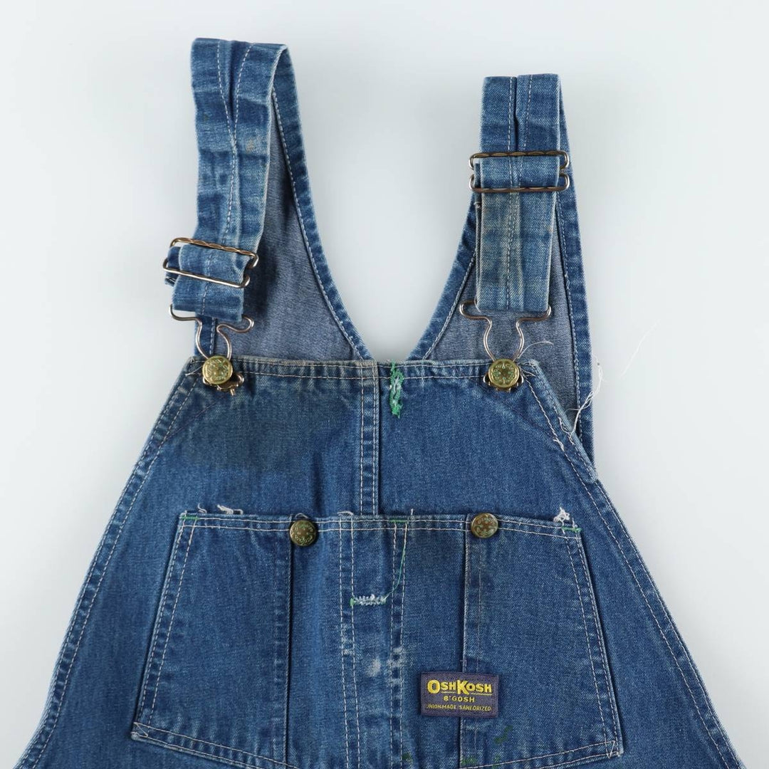 60s-70'S Osh Kosh denim overalls, men's size W36 (approx.) unclear blue type Vintage Second Hand