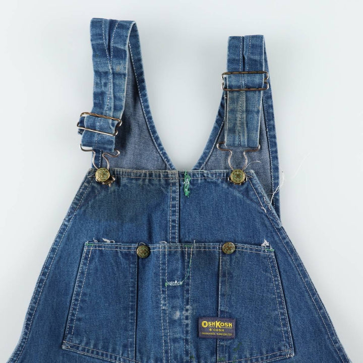 60s-70'S Osh Kosh denim overalls, men's size W36 (approx.) unclear blue type Vintage Second Hand