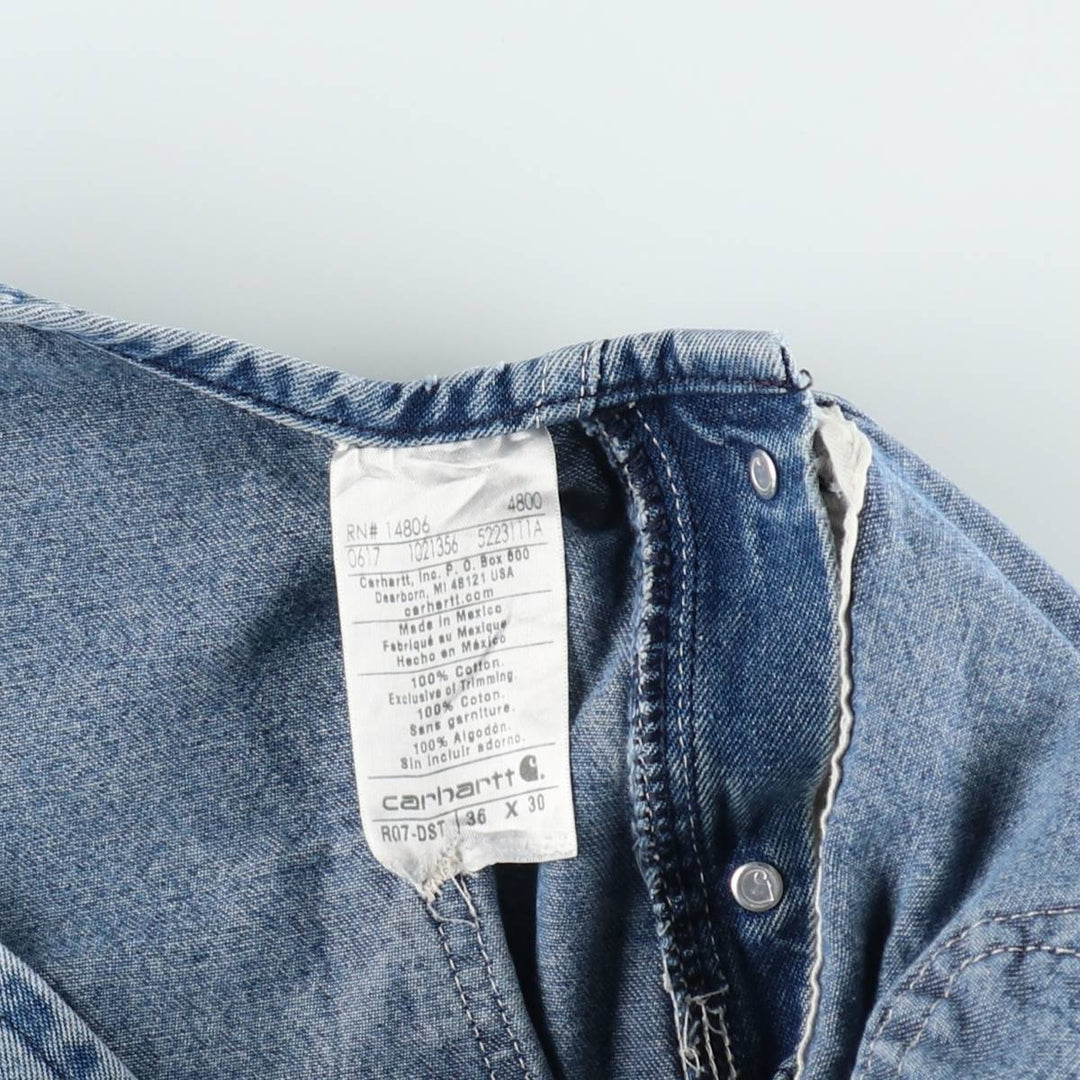 Carhartt denim overalls for men, equivalent to w36 cotton Blue type light blue Vintage Second Hand