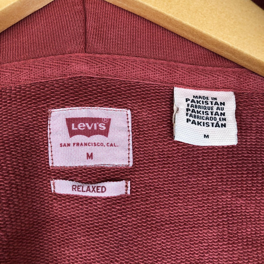 Levi's RELAXED Sweat Full-Zip Hoodie, Men's Size M (approx.) cotton red type Vintage Second Hand