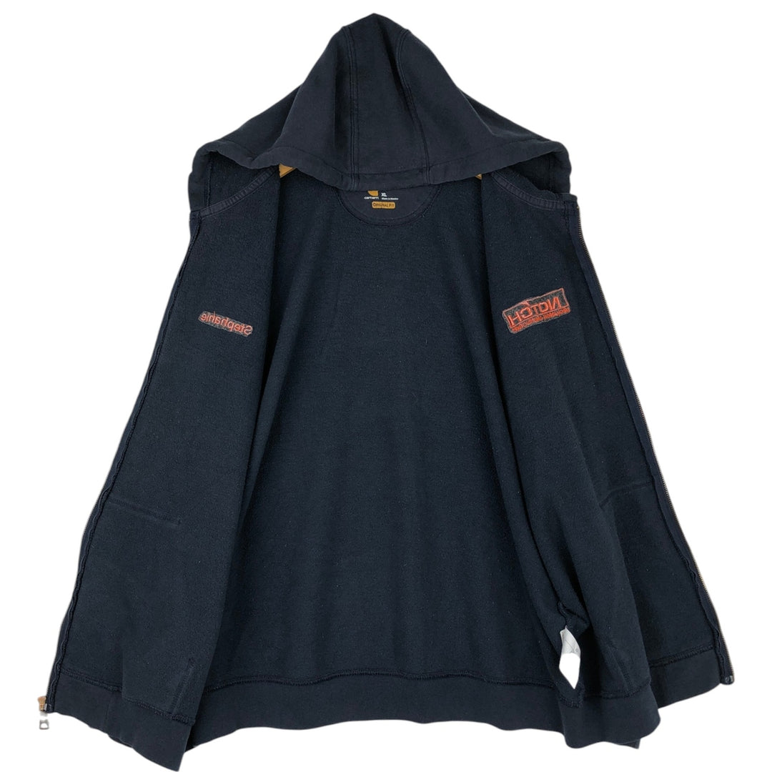 Carhartt Original Fit Notch Mechanical Constructors Advertising Full-Zip Sweatshirt Hoodie, Men's Size XL (approx.) cotton navy blue type Vintage Second Hand