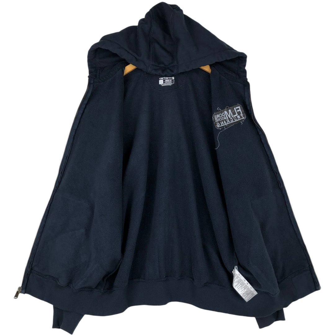 Carhartt Loose Fit FL Moore & Sons, Inc. Advertising Full-Zip Sweatshirt Hoodie, Men's Size L (approx.) cotton navy blue type Vintage Second Hand