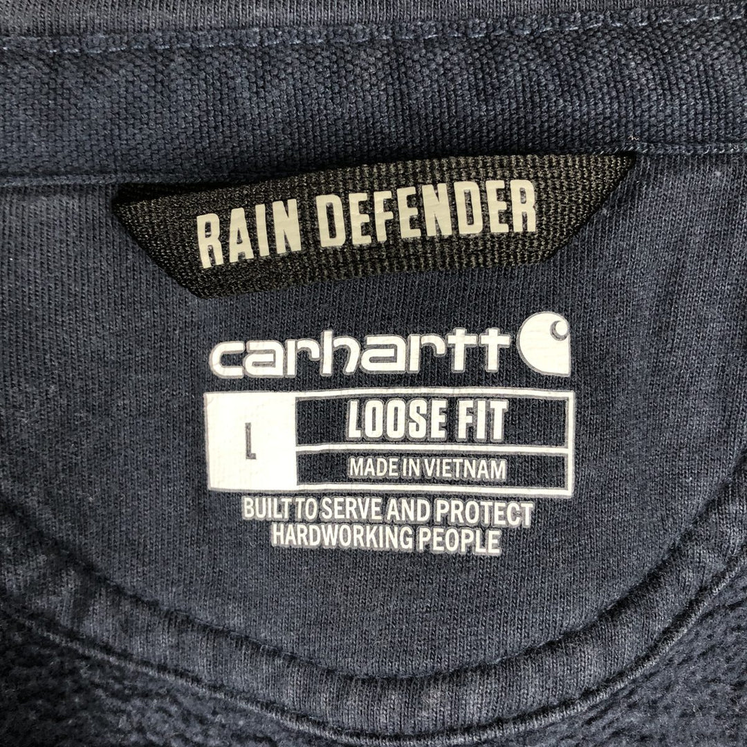 Carhartt Loose Fit FL Moore & Sons, Inc. Advertising Full-Zip Sweatshirt Hoodie, Men's Size L (approx.) cotton navy blue type Vintage Second Hand