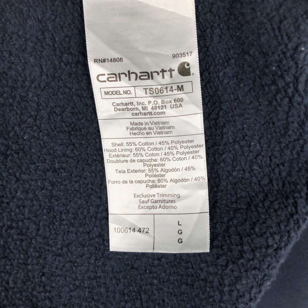 Carhartt Loose Fit FL Moore & Sons, Inc. Advertising Full-Zip Sweatshirt Hoodie, Men's Size L (approx.) cotton navy blue type Vintage Second Hand