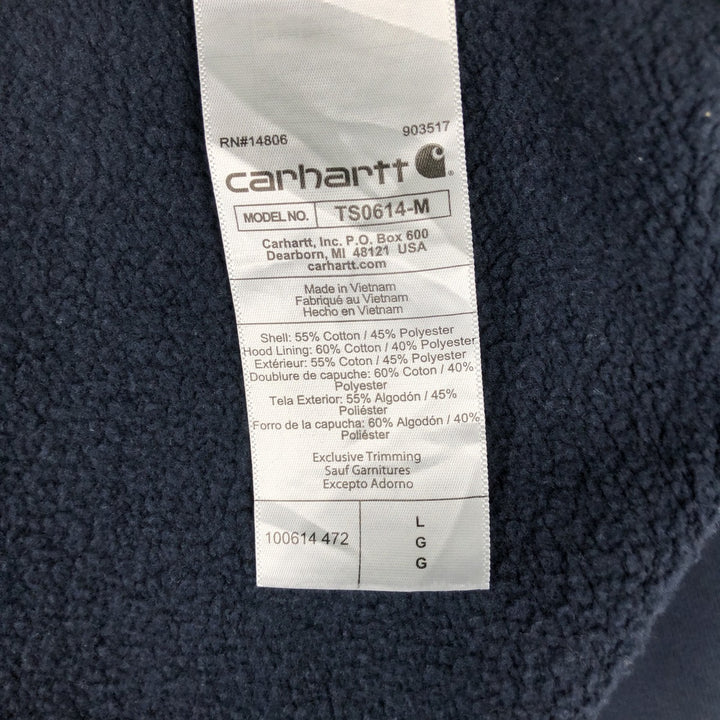 Carhartt Loose Fit FL Moore & Sons, Inc. Advertising Full-Zip Sweatshirt Hoodie, Men's Size L (approx.) cotton navy blue type Vintage Second Hand
