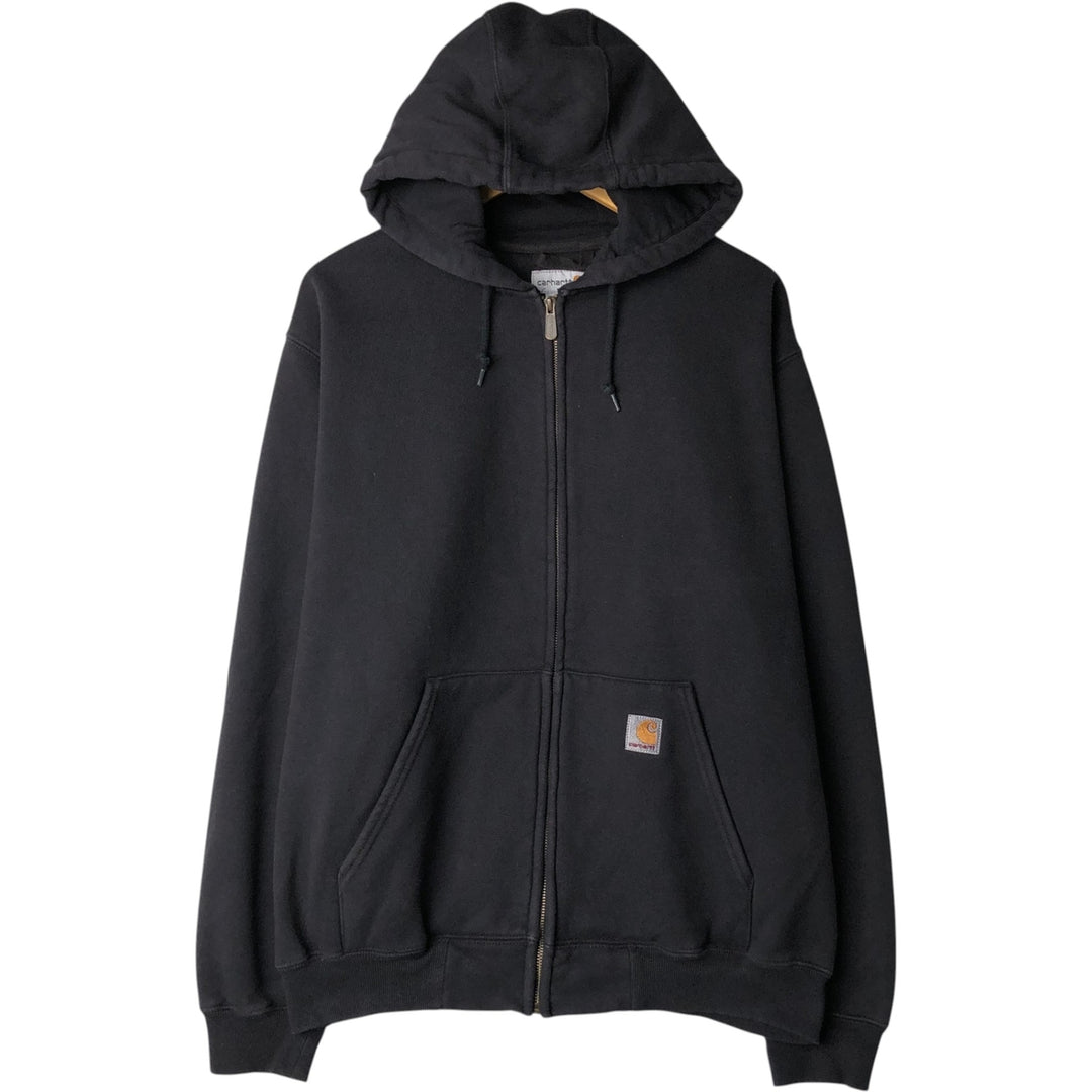 Carhartt Sweat Full Zip Hoodie Men's L size cotton black type Vintage Second Hand