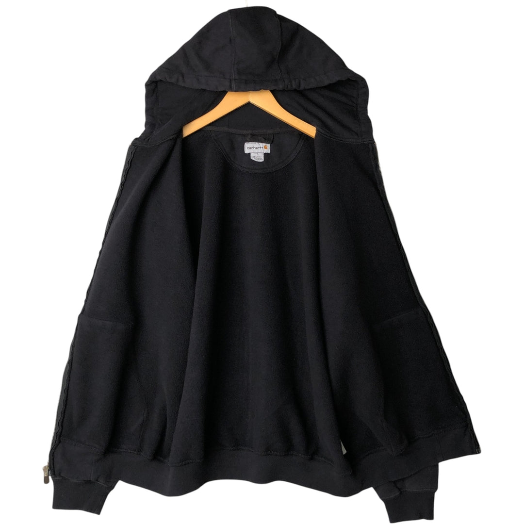 Carhartt Sweat Full Zip Hoodie Men's L size cotton black type Vintage Second Hand