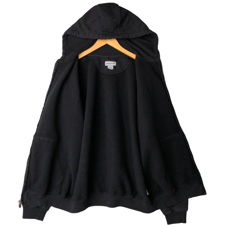 Carhartt Sweat Full Zip Hoodie Men's L size cotton black type Vintage Second Hand