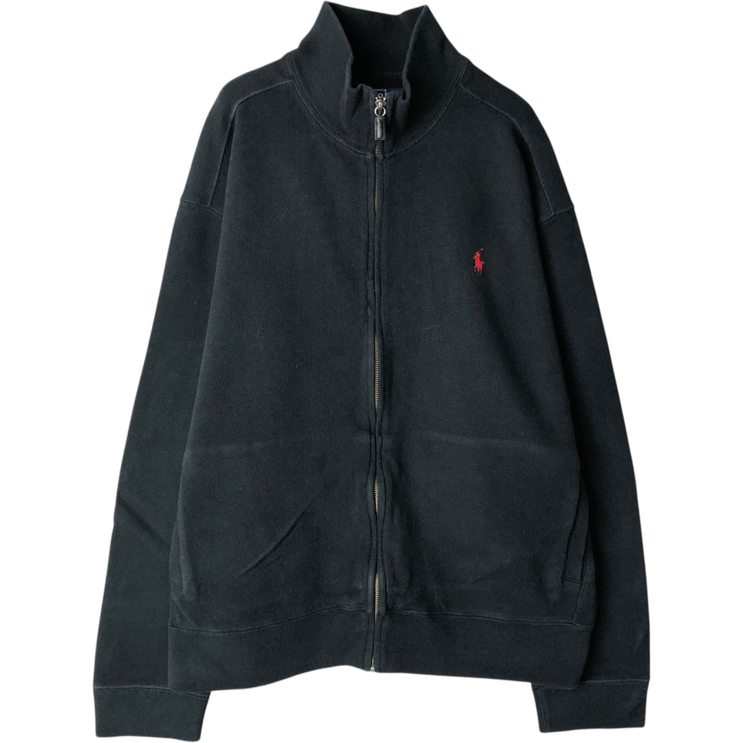 Ralph Lauren POLO by Ralph Lauren Rib-Knit Full-Zip Sweatshirt (Men's Size L) unclear black type Vintage Second Hand