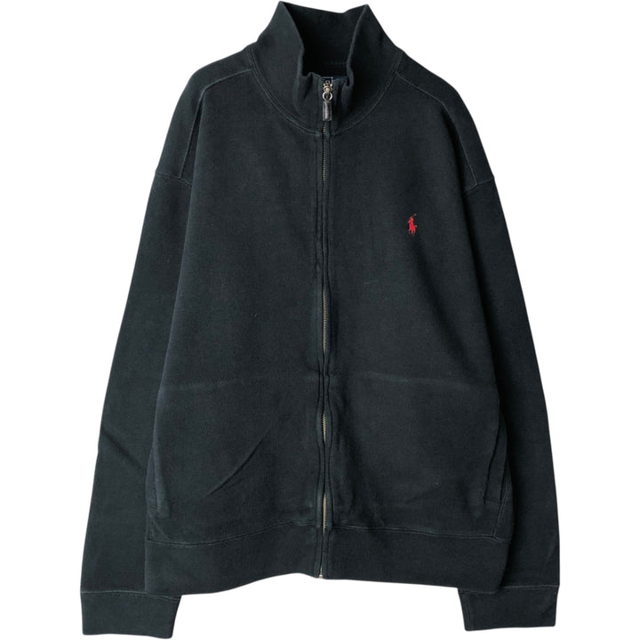 Ralph Lauren POLO by Ralph Lauren Rib-Knit Full-Zip Sweatshirt (Men's Size L) unclear black type Vintage Second Hand
