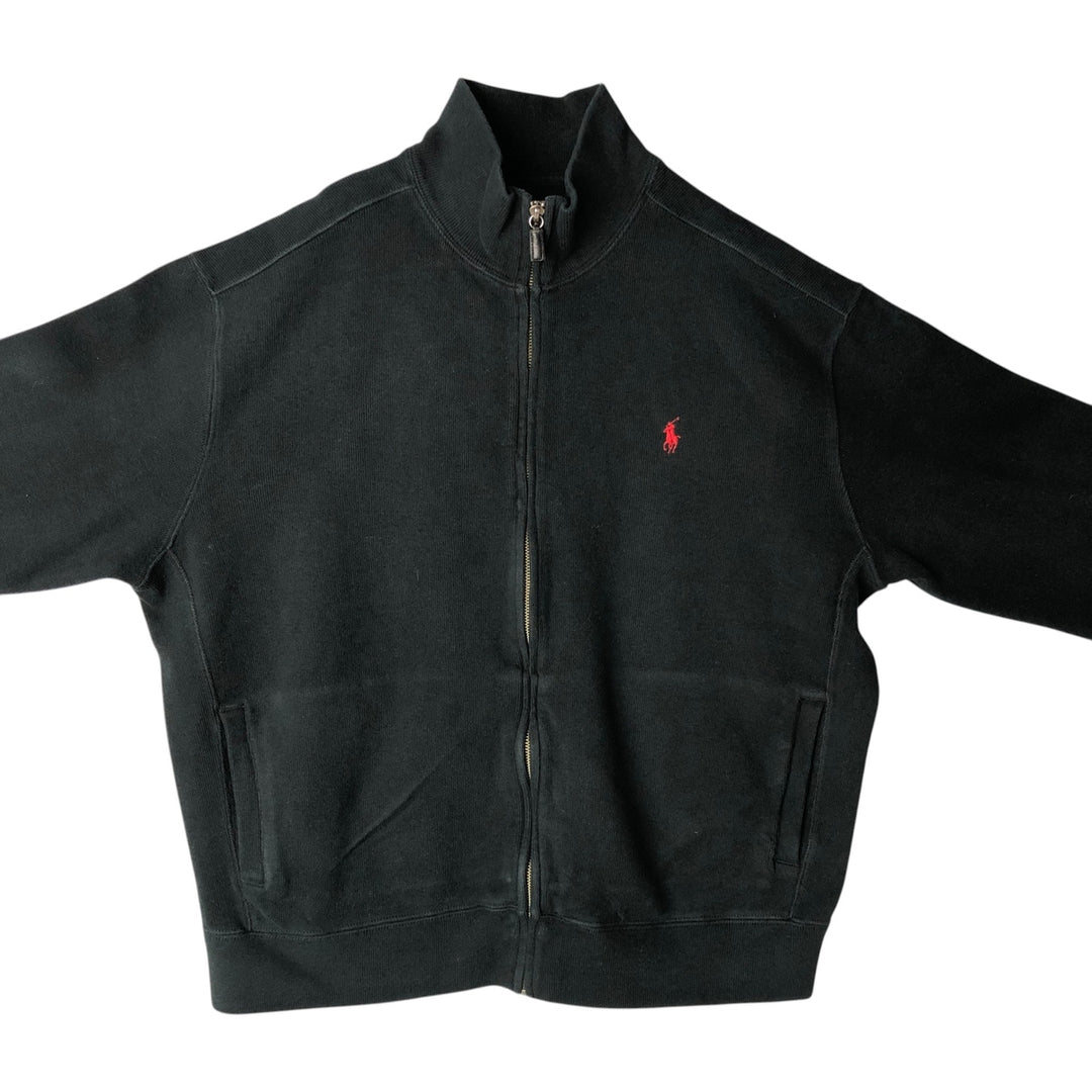 Ralph Lauren POLO by Ralph Lauren Rib-Knit Full-Zip Sweatshirt (Men's Size L) unclear black type Vintage Second Hand